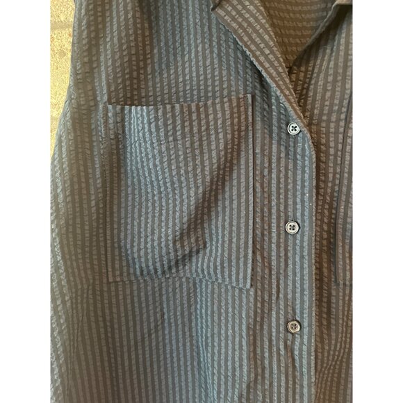 Banana Republic Womens Sleeveless Striped Button-Up Shirt M Navy - Picture 3 of 6